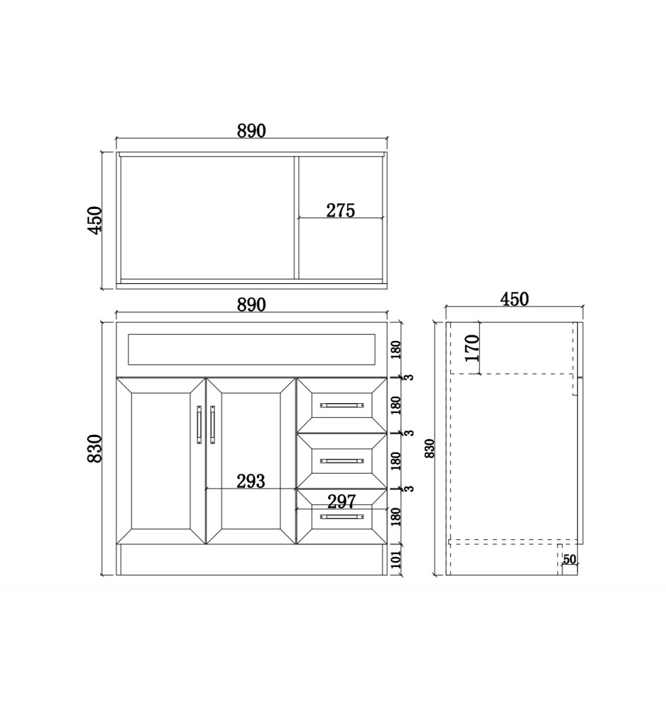 Vanity Components JND-YQ900 NORA Free Standing Vanity Included Components CABINET ONLY ...