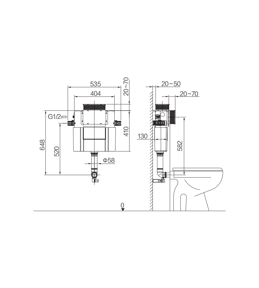 R08 InWall Cistern back to wall toilet