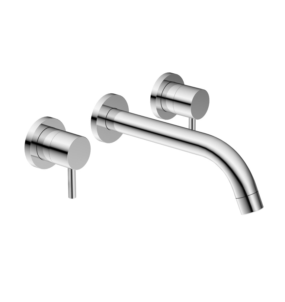 86H63-CHR CHROME ROUND WALL TAP SET WITH SPOUT
