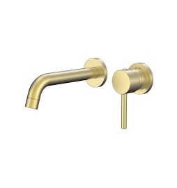 86H80-SB BRUSHED GOLD ROUND WALL MIXER WITH SPOUT