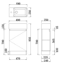 480W FREESIA Free standing vanity
