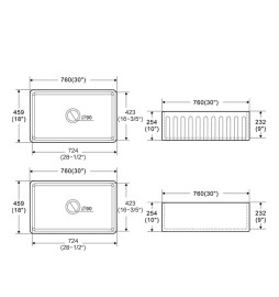 3018N FARMHOUSE CERAMIC FLUTED SINGLE BOWL KITCHEN SINK