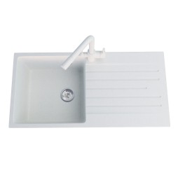 A100W White Granite Sink With Drainer