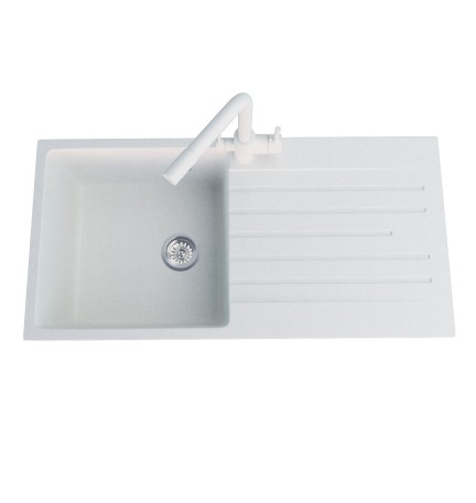 A100W White Granite Sink With Drainer