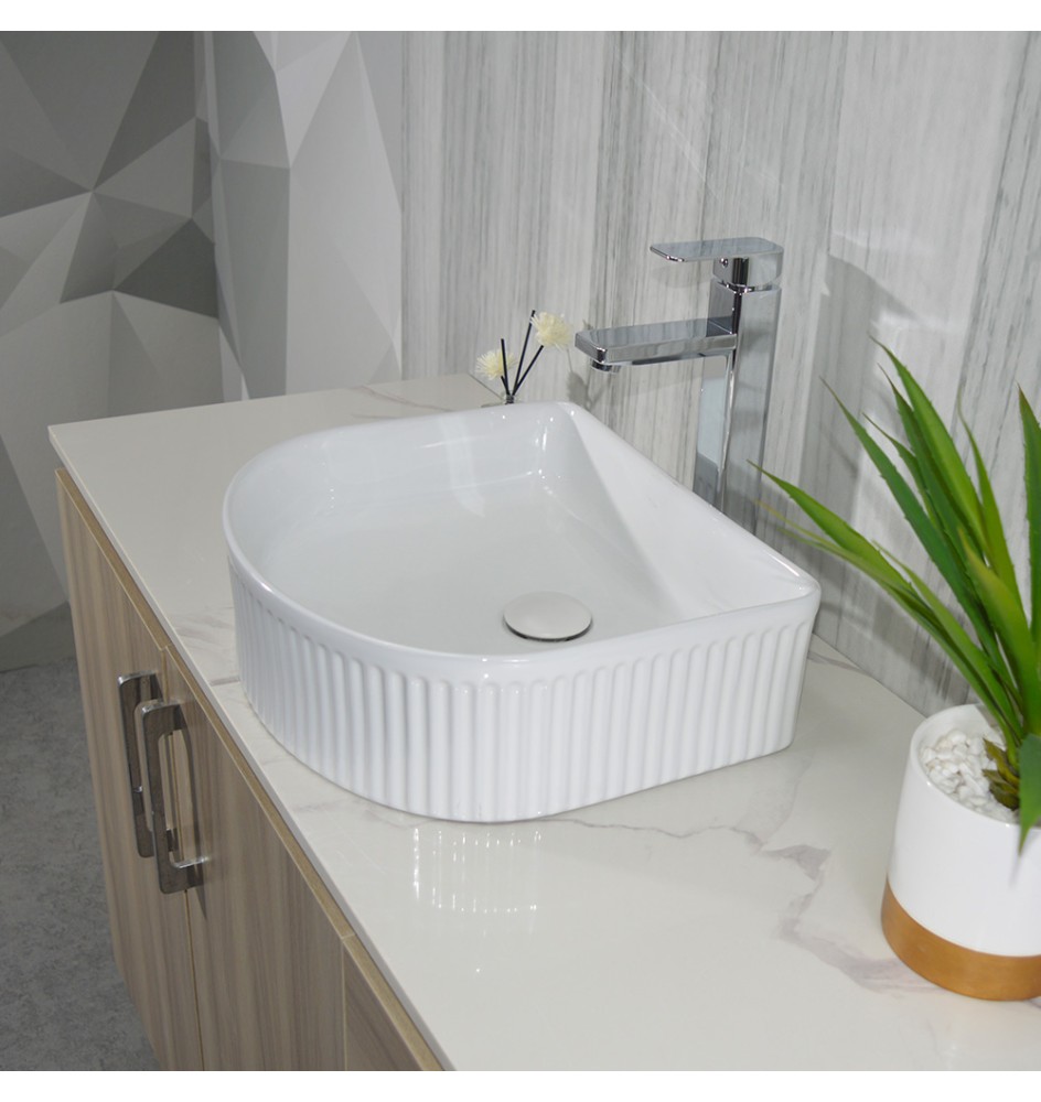 K3417 GLOSS WHITE FLUTED BASIN