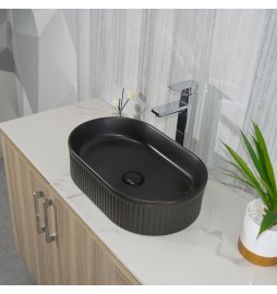 K3415-MB MATTE BLACK FLUTED BASIN