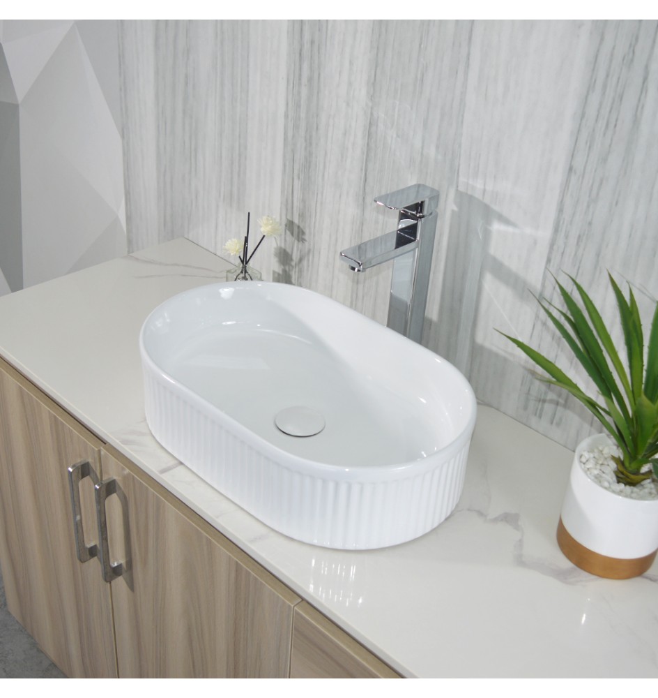 K3415 GLOSS WHITE FLUTED BASIN