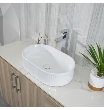 K3415 GLOSS WHITE FLUTED BASIN