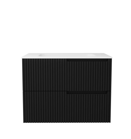 LASA-750MB Wall Hung vanity FLUTED MATTE BLACK