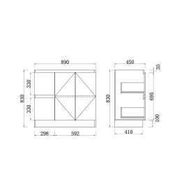 900GB FLORA Freestanding Vanity Gloss Black