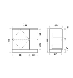 900GB FLORA Freestanding Vanity Gloss Black