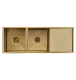 CT-12045BG Undermount Double Bowl with drainer Brushed Gold