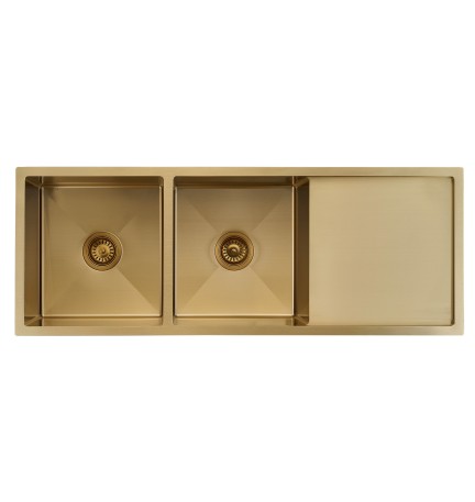 CT-12045BG Undermount Double Bowl with drainer Brushed Gold