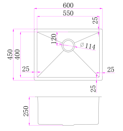 CT-6045S Undermount Single Bowl Sink