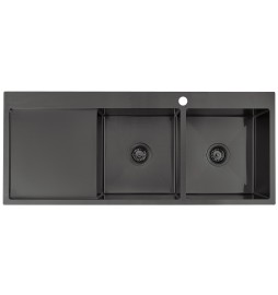 CT-12050BK TOP MOUNT Double Bowl with drainer