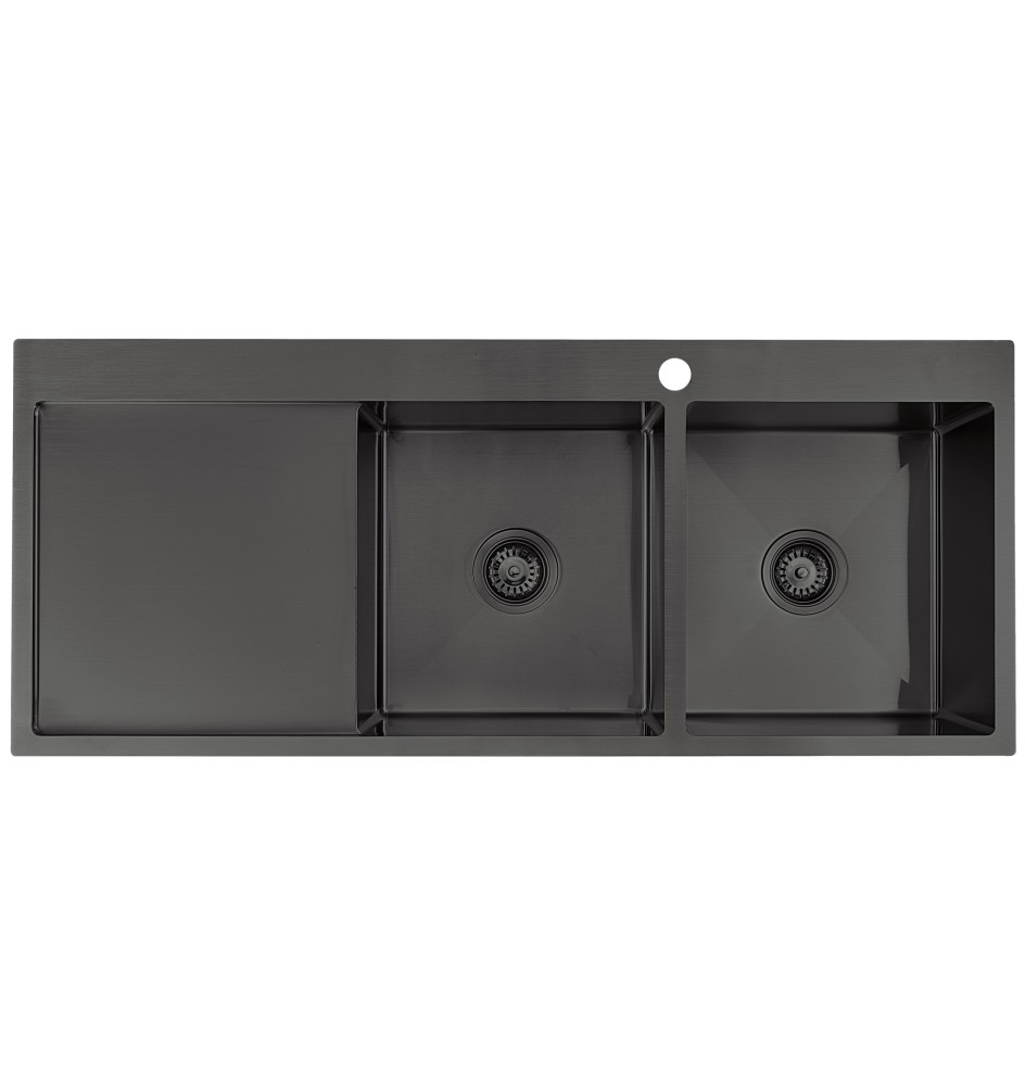 CT-12050BK TOP MOUNT Double Bowl with drainer