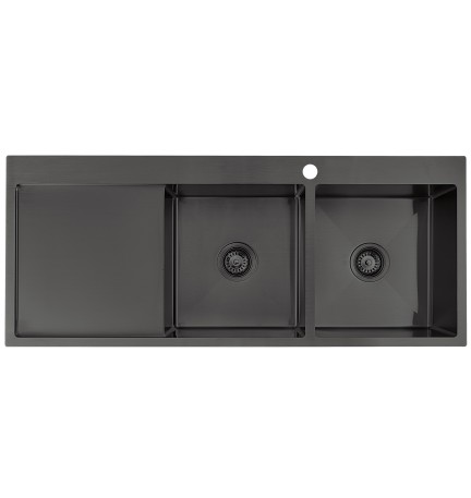 CT-12050BK TOP MOUNT Double Bowl with drainer