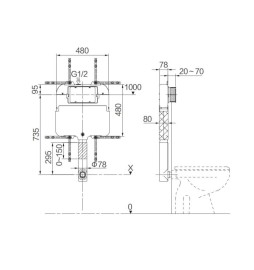 B2303TRR08 In-wall cistern floor stand toilet