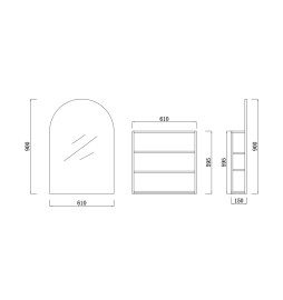 FB-MCO610GW GLOSS WHITE ARCH MIRROR CABINET
