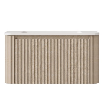 GERIAR-900NO Wall Hung vanity FLUTED NATURAL OAK