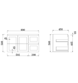 SKBA9046W SOFIA Wall Hung vanity MATTE WHITE
