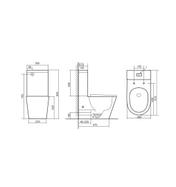 B2303A Two Piece Rimless Toilet