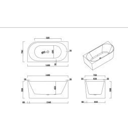 FB-5006K Free Standing Corner Bathtub