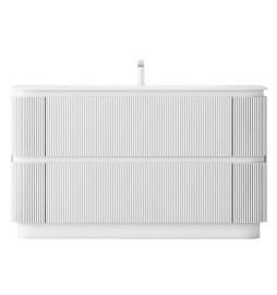 GERIAR-1500MW freestanding vanity FLUTED MATTE WHITE